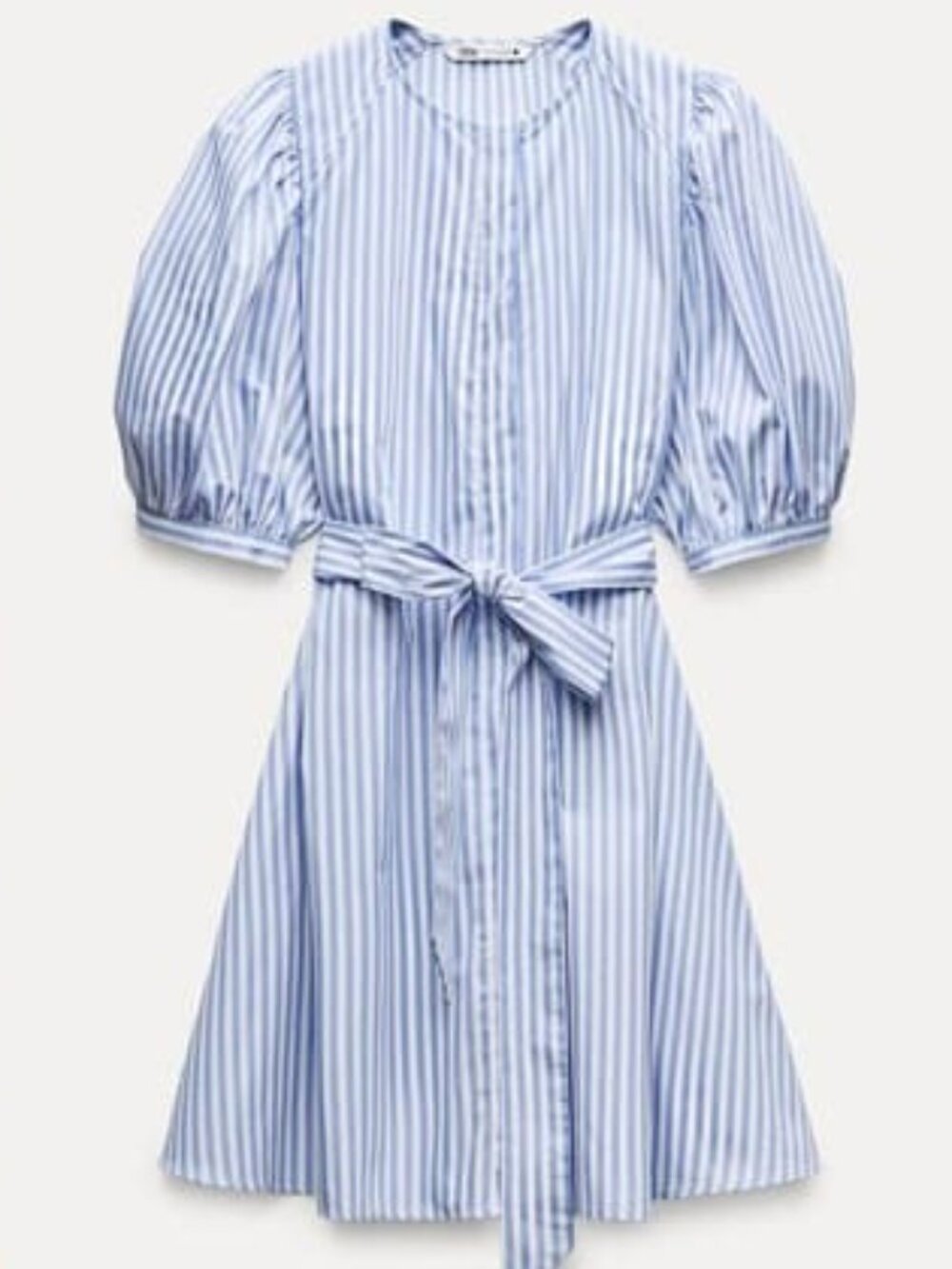 Zara Blue and White Puff Sleeve Dress